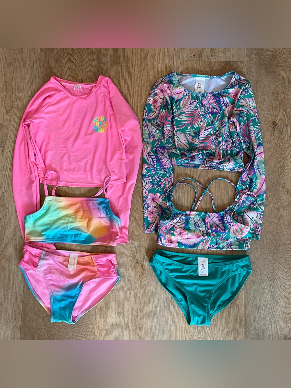 Cat & Jack Girls' Swim Bundle: 2 Rash Guards and Bikinis